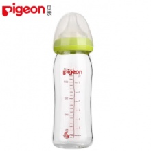 pigeon 贝亲 经典自然实感玻璃奶瓶 240ml 绿色 3月 